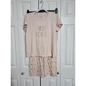 Rae Dunn large women's "need coffee" capri pajama set